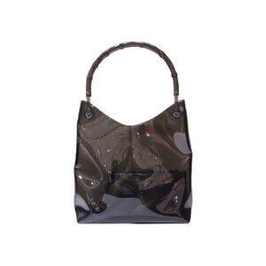 GUCCI Bamboo Shoulder Bag Clear Black Vinyl Pouch